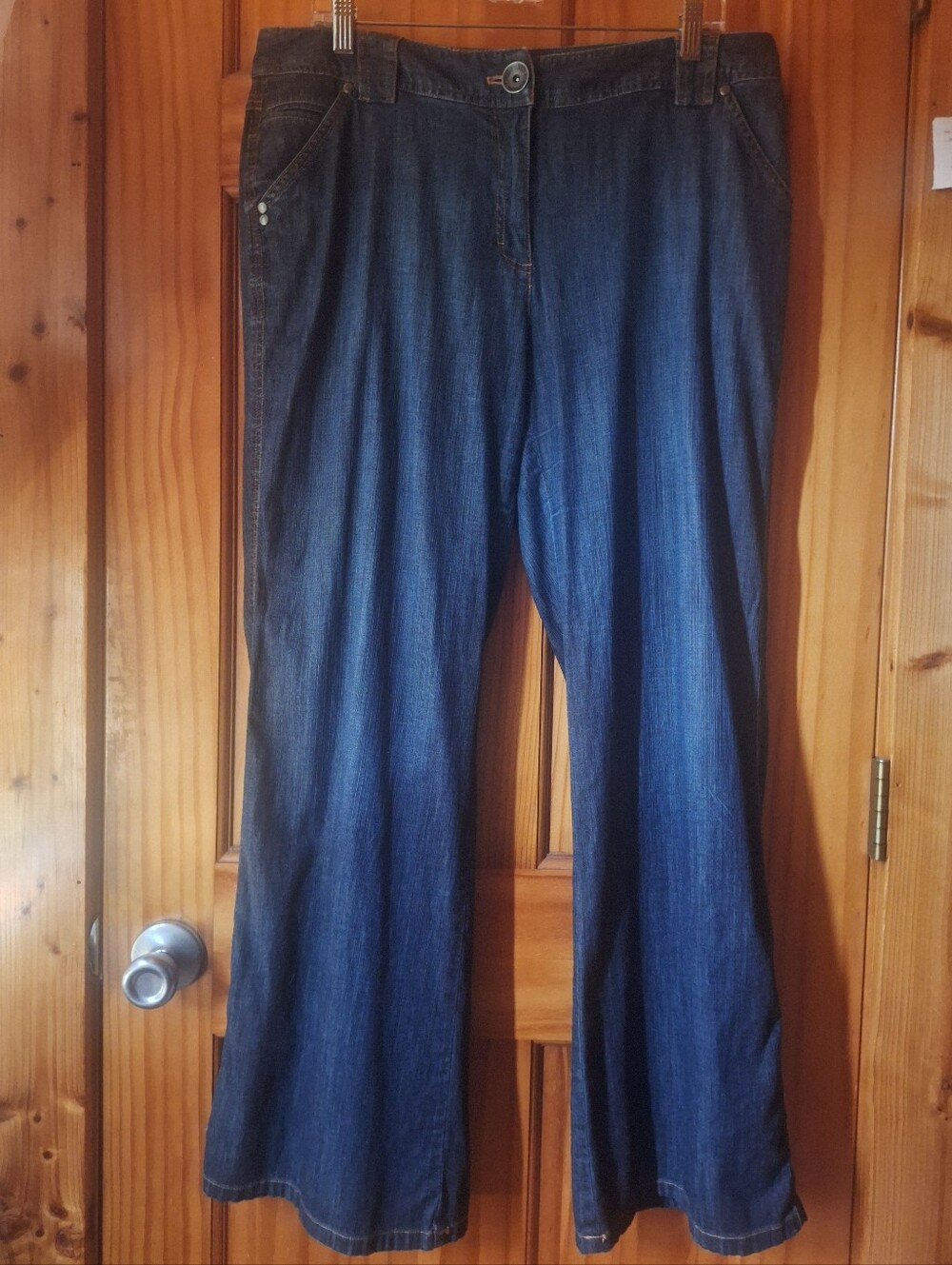 Nine West Dark Blue Wide-Leg Flare Jeans